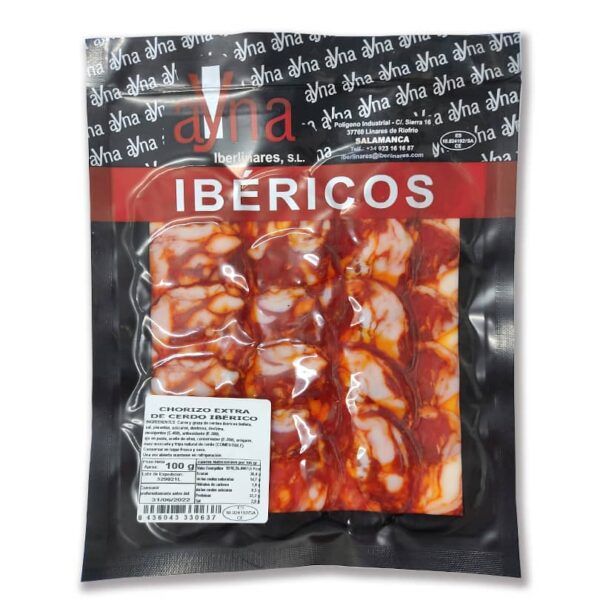Loncheado de chorizo ibérico extra. Pack de 5 sobres