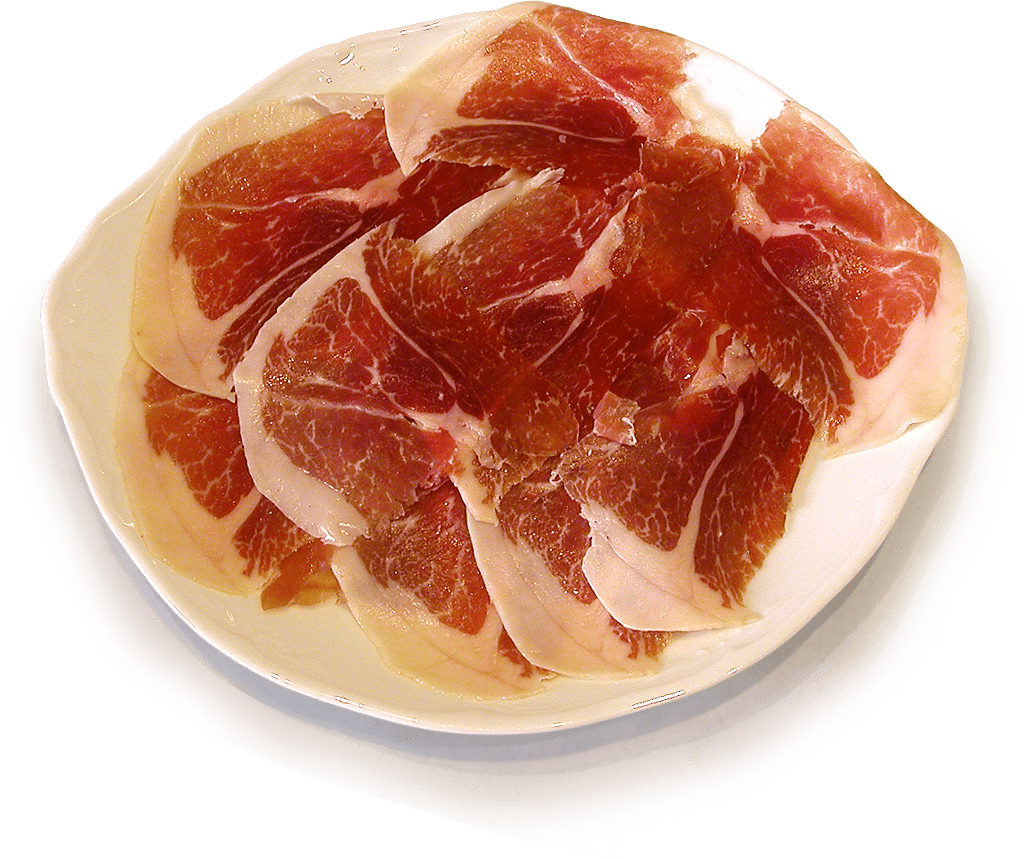 Plato de jamón ibérico listo para saborear