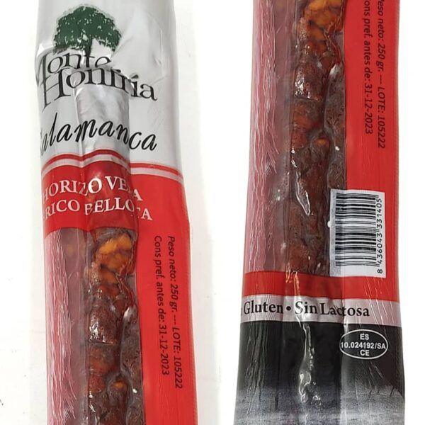 Chorizo vela ibérico de bellota de la marca Monte Honfria